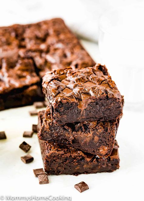 Ultimate Fudgy Brownies without Eggs Easy Eggless Brownie Recipe, Brownie Recipe Without Eggs, No Egg Brownies, Brownies Without Eggs, Ultimate Fudgy Brownies, Brownie Recipe With Cocoa, Recipe For Brownies, Eggless Brownie Recipe, Cocoa Fudge