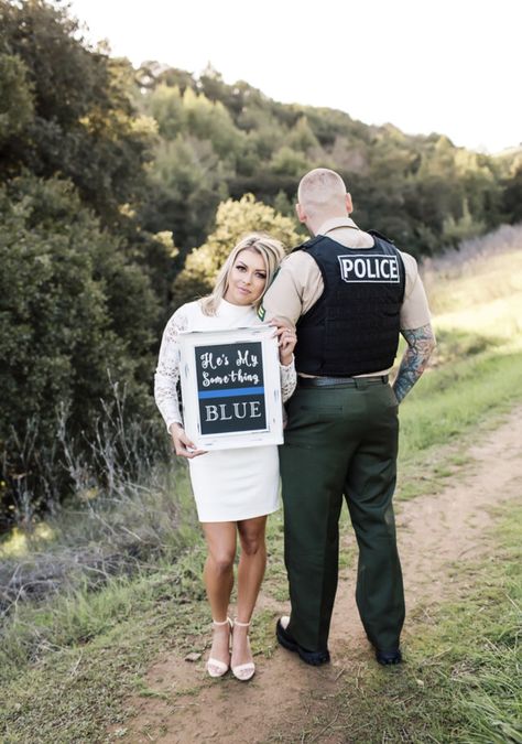 Police Wedding Ideas, Police Engagement Photos, Cop Wedding, Officer Wedding, Police Officer Wedding, Police Wedding, Police Girlfriend, Police Wife Life, The Office Wedding