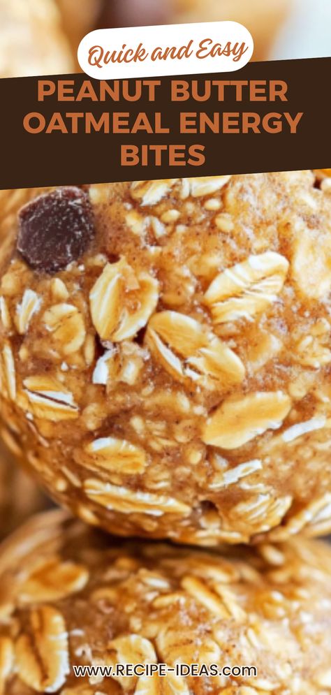 Looking for a quick and healthy snack? Try these Peanut Butter Oatmeal Energy Bites! Packed with protein and energy-boosting nutrients, these bites are the perfect on-the-go solution. Made using simple ingredients, you can whip up a batch in no time, making them an ideal treat for busy individuals. These energy bites are great for post-workout cravings or a midday snack for kids. Enjoy a delicious mix of flavors with oatmeal and peanut butter, leaving you satisfied and energized throughout the day! Oatmeal And Peanut Butter, Quick Breakfast On The Go, Protein Energy Bites, Oatmeal Energy Bites, Peanut Butter And Honey, High Fiber Snacks, Oats Peanut Butter, Fiber Snacks, Peanut Butter Energy Balls