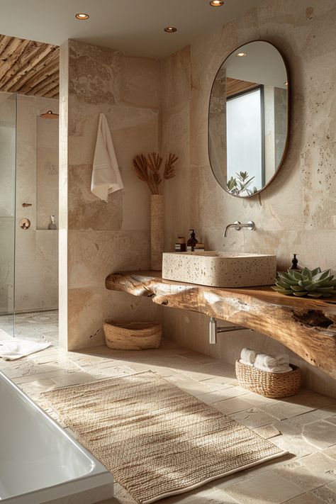 Organic Modern Bathroom, Toilette Design, Bathroom Big, Natural Bathroom, Aesthetic Bathroom, Boho Bathroom, Chic Bathrooms, Bathroom Inspiration Decor, Modern Bathroom Decor