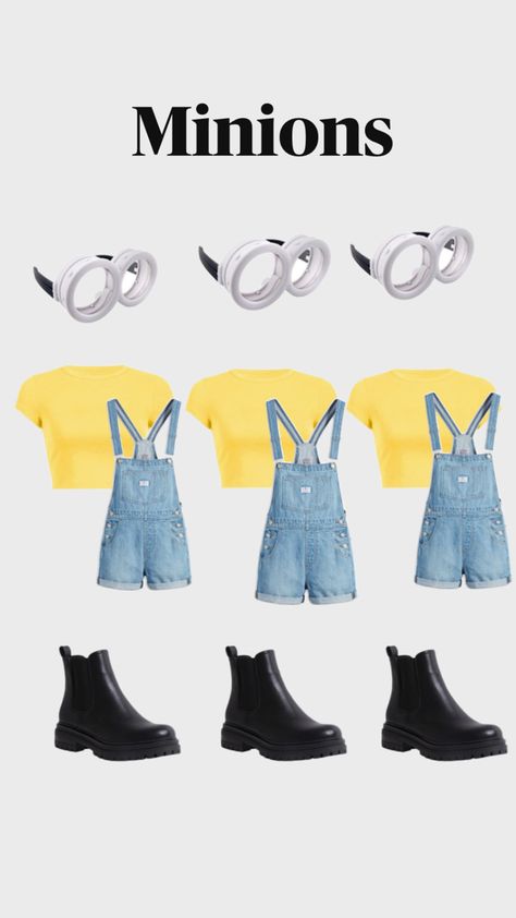 Idea l costume l minions l 🤍 Minions Costume, Fun Halloween Outfits, Girl Group Halloween Costumes, Trio Costumes, Minion Halloween, Minion Costumes, Classy Halloween Costumes, Bff Halloween Costumes, Trio Halloween Costumes