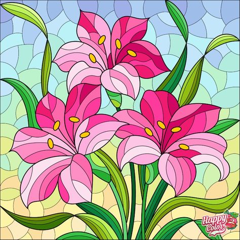 Glass Painting Patterns, Animal Jungle, Glass Painting Designs, Stained Glass Paint, Book Illustration Art, Stained Glass Flowers, Abstract Flower Painting, Beautiful Bird, Color By Number