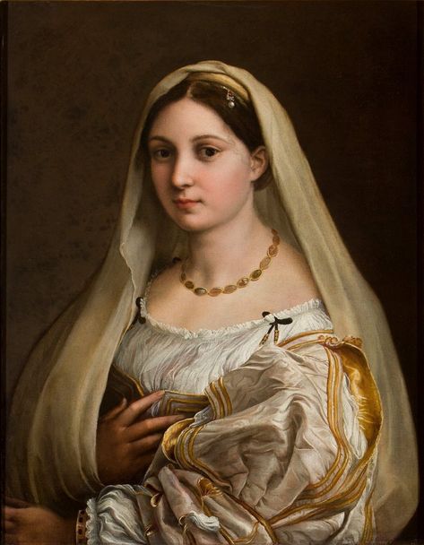 "Woman with a Veil - La Velata" by Raphael Santi via DailyArt app, your daily dose of art getdailyart.com Raphael Paintings, Raphael Sanzio, Giorgio Vasari, Veiled Woman, William Adolphe Bouguereau, Most Famous Paintings, Classic Art Prints, Photo Vintage, Painting Reproductions