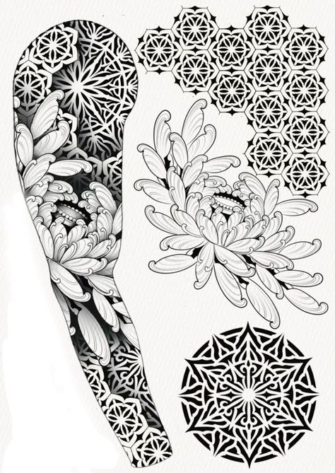 Ornamental Tattoo Sleeve, Tattoo Ideas Book, Geometric Tattoo Stencil, Dotwork Tattoo Mandala, Ozzy Tattoo, Geometric Tattoo Ideas, Geometric Tattoo Sleeve Designs, Geometric Tattoo Pattern, Geometric Mandala Tattoo