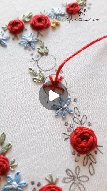 Letter J Embroidery Pattern, Hand Embroidery Flower Letter, Rose Stitch Embroidery Tutorial, Rose Thread Embroidery, Hand Embroidery Roses Tutorials, Embroidered Roses Tutorial, J Letter Embroidery, Easy Embroidered Flowers, J Embroidery Letter