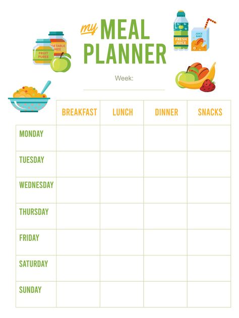 Free Printable Meal Planner Templates, Meal Planning Printable Templates, Menu Sans Gluten, Menu Planner Printable, Weekly Meal Plan Template, Weekly Menu Template, Free Meal Planner, Meal Planner Printable Free, Weekly Meal Planner Template