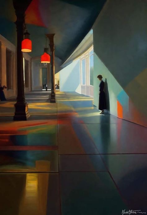 Edward Hopper, “L ’attesa” Edward Hopper Paintings, Art Deco City, Hopper Art, Edward Hopper, Arte Inspo, A Level Art, Pics Art, Surreal Art, Pretty Art