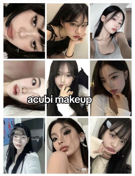 Acubi Make Up Tutorial, Makeup For Cat Face Type, Acubi Pictures, Acubi Makeup Tutorial, Acubi Hairstyle, Acubi Makeup, Makeup Inspo Asian, Types Of Makeup Styles, Acubi Core