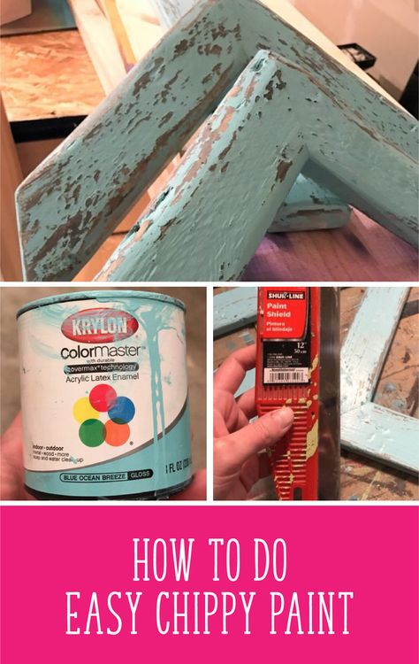 How To Do Easy Chippy Paint (with video!) – Debbie Does Design How To Chippy Paint Furniture, How To Patina Wood, Chipped Paint Look Diy, Wardrobe Panelling, Chippy Paint Technique, Furniture Picture, Distress Wood, Chippy Painted Furniture, Painting Tricks