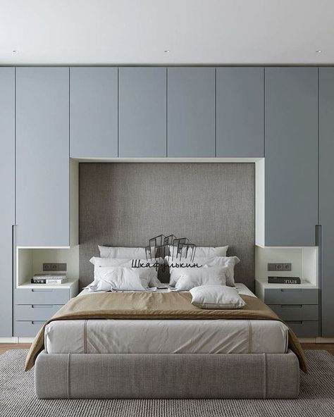 Wardrobe With Bed In Middle, Over Bed Wardrobe, Office Cabinetry, Cama Closet, Small Modern Bedroom, Smart Bedroom, Small Bedroom Interior, Small Room Design Bedroom, Small Bedroom Designs