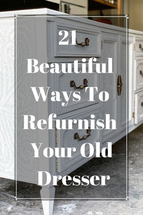 Diy Mcm Dresser Makeover, Refurbished Furniture Dressers, Furniture Redo Ideas, Painting Old Dresser, Old Dressers Repurposed, Refurnish Furniture, Dressers Diy, Vintage Dresser Makeover, Refurbished Dresser