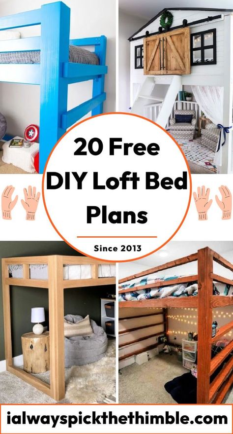 20 Free DIY Loft Bed Plans to Build Your Own Loft Bed Loft Bed With Desk Underneath Plans, Full Size Loft Bed Low, Full Size Bunk Bed Loft, Xl Twin Bunk Bed Plans, How To Build A Loft Bed With Stairs, Diy Bunk Bed Loft, Adult Loft Bed Frame, Loft Bed With Play Area On Top, Simple Loft Bed Diy