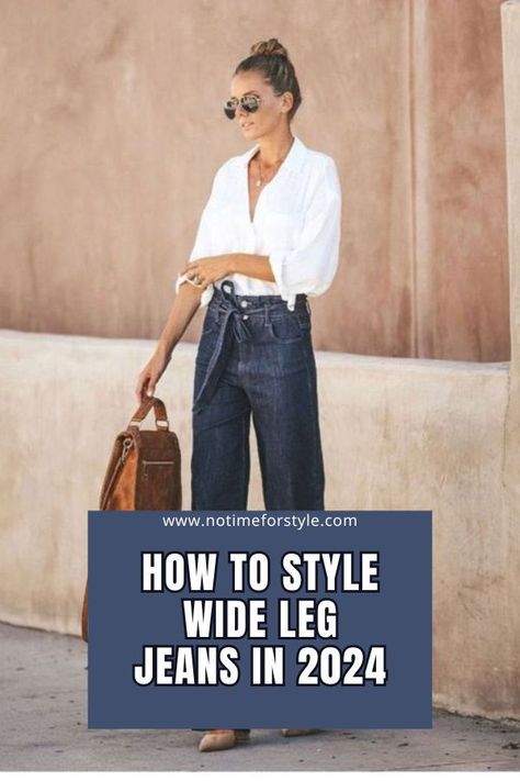 Master the art of styling wide-leg jeans in 2024 with our expert tips and tricks! From casual-chic to office-ready looks, discover versatile ways to rock this timeless denim trend. #WideLegJeans #DenimStyle #FashionInspiration How Long Should Wide Leg Pants Be, Wide Leg Jeans Outfit For Work, Denim And White Outfits Casual, Wide Leg Jeans Spring Outfit, Wide Leg Jean Work Outfit, How To Dress Wide Leg Jeans, Wide Leg Jean Outfits Summer, Widelegjeans Outfit Summer, How To Wear Wide Leg Jeans Outfits