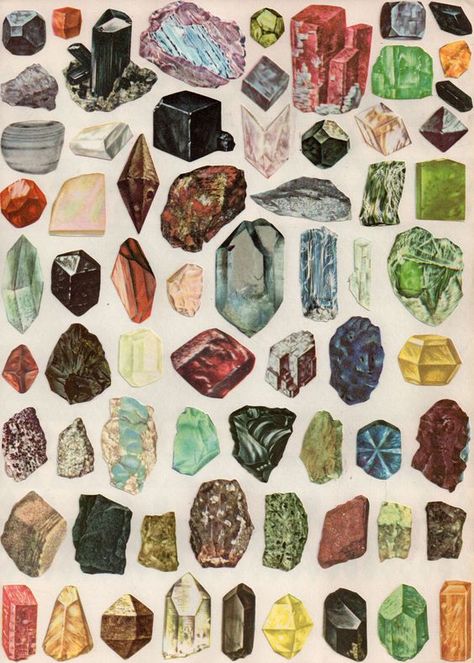 Roland Barthes: From Gemstones To Jewellery - CURRENT OBSESSION Cristales Aesthetic, Roland Barthes, Color Palette Challenge, Magic Stones, Magical Stones, Nature Posters, Rocks Crystals, Vintage Poster Art, Stardew Valley