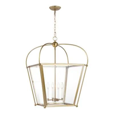 Charleston 14.5 in. Medium 4-Light Satin Brass Pendant Lantern Chandelier Foyer, Kitchen 2023, Hallway Light Fixtures, Foyer Lighting, Candle Cover, Rectangle Pendant, Sea Gull Lighting, Sea Gull, House Building