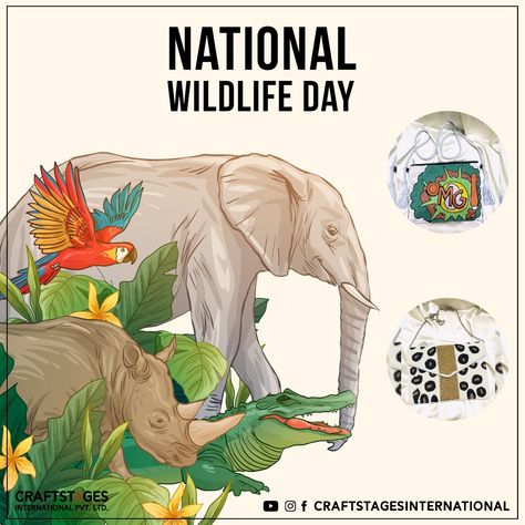 Be smart & save animals. Preserve earth, save animals. Protect wildlife, protect nature. Don’t let them be history as it is very dangerous. National Wildlife Day #NationalWildlifeDay #nationalwildlifeday2022 #wildlife #wildlifeonearth #wildlifeplanet #wildlifesave #save #savewildlife #bags #bagsmanufacturer #bagscompany #bagsforwomen #bagshop #bagseller #craftstages #craftstagesonline #craftstages_international … Poster On Wildlife Conservation, Save Wildlife Poster Painting, National Wildlife Day, Save Environment Posters, Conservation Poster, Save Earth Posters, Habitats Projects, Project Cover Page, Certificate Format