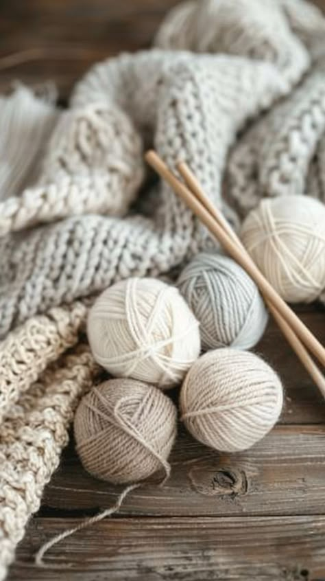 Yarn Aesthetic Crochet, Knitting Needles Aesthetic, Warm Grey Aesthetic, Cozy Knitting Aesthetic, Science Cover Page, Wool Aesthetic, Knitting Essentials, Yarn Photography, Yarn Aesthetic