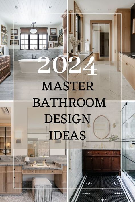 A master bathroom is the retreat of the home. Whether you have a small bathroom or a luxury bathroom, if you’re remodelling your bathroom in 2024, this guide has tons of designer inspiration and tips. Find trends on vanity, mirrors, lighting and more! In this blog post you’ll find inspiration for beautiful master bathrooms Master Bathrooms Luxury, Bathroom 2024, Beautiful Master Bathrooms, Bathroom Beautiful, Master Bath Design, Master Bath Renovation, Bathrooms Luxury, Luxury Master Bathrooms, Master Bathrooms