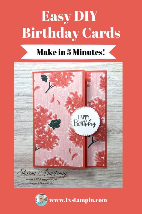 Easy To Make Birthday Cards Diy, Folded Greeting Cards, Make Your Own Birthday Cards, Stampin Up Easy Birthday Cards, Diy Card Design Ideas, Cards With Designer Paper, Card Folding Techniques Tutorials How To Make, Happy Card Ideas, Diy Simple Cards Ideas