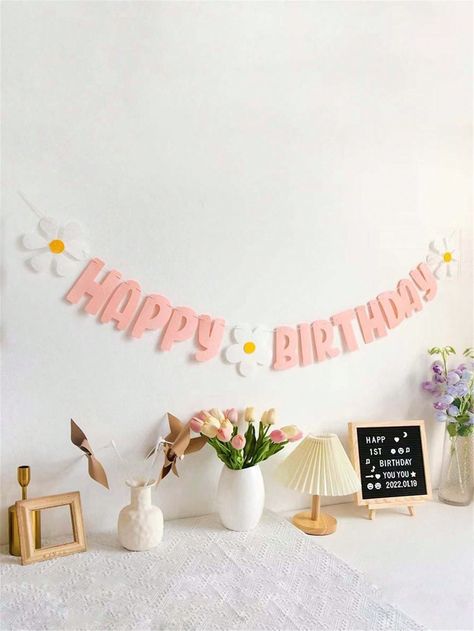 Set, Pink Happy Birthday Banner,Happy Birthday Little Daisy banner flag sun flowers Happy Birthday Felt Non-Woven Fabric Pull Flag Garland Scene Decoration Modern Slogan Graphic Hanging Decoration For Home Decor Kids Toys, Room Decor Prop, Birthday DecorationI discovered amazing products on SHEIN.com, come check them out! Flower Birthday Banner, Kids Toys Room, Pink Happy Birthday Banner, Flowers Happy Birthday, Toys Room, Mermaid Balloons, Pink Banner, Birthday Flags, Pink Happy Birthday