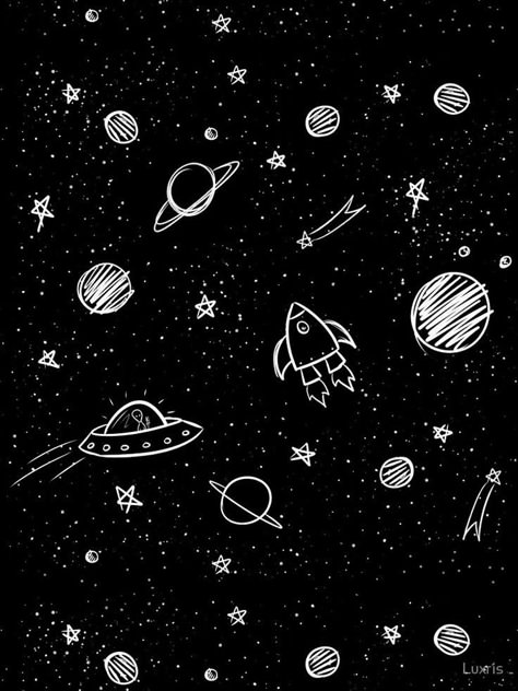 Space Wallpaper Aesthetic Black, Doodles Galaxy, Outer Space Drawing, Solar System Wallpaper, Drawing Ideas Easy Doodles, Galaxy Drawings, Outer Space Wallpaper, Space Doodles, Planet Drawing