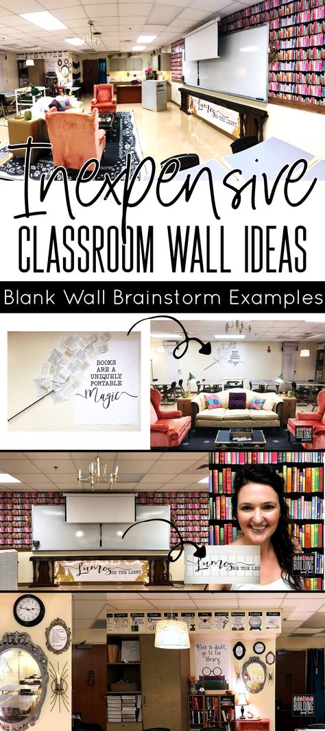 Brainstorm inexpensive ways to decorate your classroom walls! Ela Classroom Decor, Portable Classroom, Middle School Ela Classroom, English Classroom Decor, Classroom Decor Middle, Middle School Classroom Decor, High School English Classroom, Classroom Decor High School, Classroom Makeover