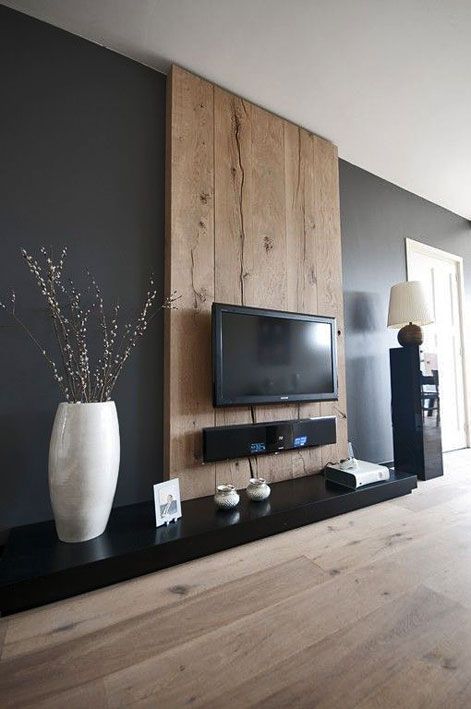 modern-contemporary-decor-houzz Diy Tv Accent Wall Ideas, Minimalist Dekor, Tv Wand, Entertainment Wall, Tv Wall Decor, Tv Units, Tv Wall Design, Media Wall, Living Room Tv Wall