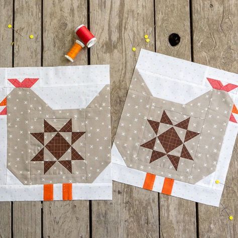 Quilty Chicks BOM: Chicken 4 - Ribbon Star Quilt Block Tutorial | Leila Gardunia Quilt Patterns Chicken Barn Quilt Patterns, Chicken Barn Quilt, Ribbon Star Quilt Block, Chicken Quilt Block, Ribbon Star Quilt, Bird Quilt Blocks, Ribbon Star, Chicken Barn, Chicken Quilt