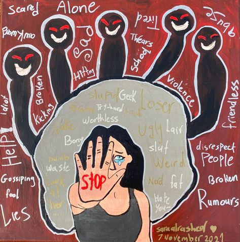 Anti Bully Poster Aesthetic, Say No To Ragging Poster, Poster About Bully, Poster Bully Indonesia, Anti Cyberbullying Posters, Anti Ragging Posters Ideas Drawing, Stop Bulling Posters Drawing, Anti Ragging Drawing, Cyberbullying Drawing