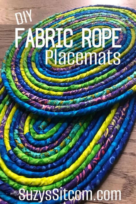 Coiled Rope Basket Diy, Rope Placemats, Recycling Fabric, Coiled Fabric Bowl, Trivets Diy, Fabric Rope, Diy Placemats, Rope Bowls, Rope Rug