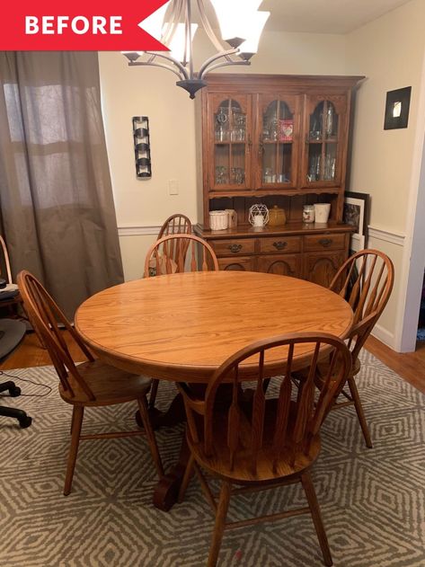 Post Image 80s Dining Room, Oak Dining Room Set, Painted Dining Room Table, Black Dining Room Furniture, Table Redo, Dining Table Makeover, Oak Dining Room, Kitchen Table Makeover, Dining Room Hutch