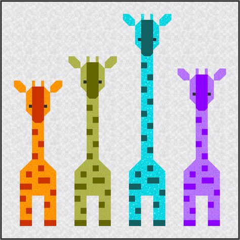 Giraffe Baby Quilt, Giraffe Quilt, Kid Quilts Patterns, Baby Quilt Kit, Cat Template, Quilts For Kids, Diy Blanket, Row Quilt, Baby Patchwork Quilt