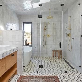 Rustic Tile Shower Ideas, Master Shower Ideas, Wet Room Bathroom, Wet Room Flooring, Bathroom With Tub, Open Showers, Rustic Tile, Master Shower, Master Bath Ideas