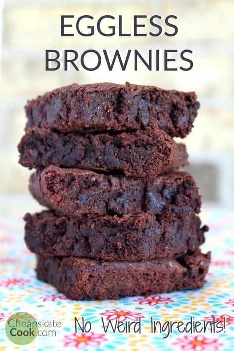 Eggless Brownies, Eggless Brownie Recipe, Classic Brownies Recipe, Egg Free Desserts, Egg Free Baking, Dairy Free Brownies, Egg Replacer, Eggless Desserts, Mug Cakes