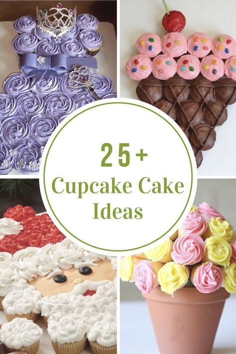 Small Cupcake Cake, Squishmallow Pull Apart Cupcakes, Cupcakes In Number Shapes, Cupcake 3 Shape, Cakes Made From Cupcakes, Pullapart Cakes Birthday Parties, Birthday Cupcake Cake Ideas, Princess Cupcakes Ideas, Animal Cupcake Cake