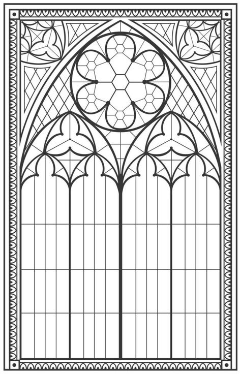 Gothic Background, Medieval Stained Glass, Window Architecture, Gothic Windows, Window Drawing, Glass Window Art, Contour Drawing, Outline Drawings, Vintage Gothic