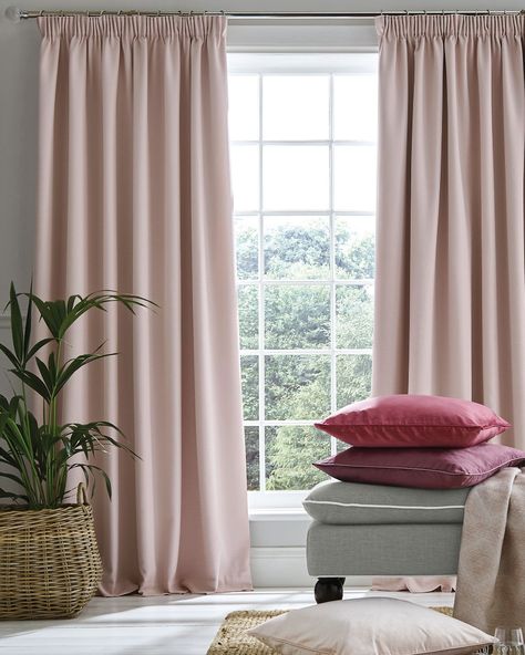 Blush Pink Curtains Bedroom, Dusty Pink Curtains, Pink Bedroom Accessories, Laura Ashley Curtains, Blush Curtains, Blush Pink Bedroom, Pink Blackout Curtains, Pencil Pleat Curtains, Pleat Curtains