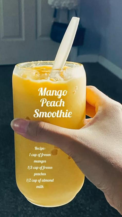 Glow Drink Recipe, Healthy Things To Drink, Fun Drink Recipe, Peach Smoothie, Fruit Smoothie Recipes Healthy, Easy Healthy Smoothies, Smoothie Recipes Healthy Breakfast, Smoothie Ideas, Smoothie Drink Recipes