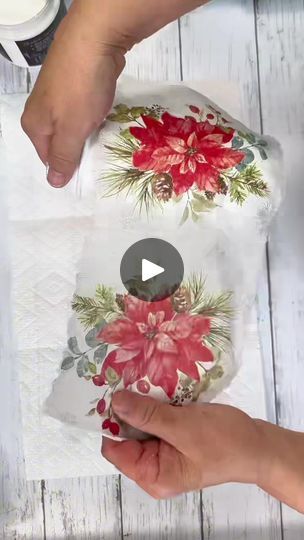 Save your glass jars for this quick and easy Crafty DIY let me know if you will make this ⬇️

#shabbychicchristmas #christmasdecorations #christmasdecor... | By Crafty DIYer | You're first going to want to
paint your jar. I'm using a mason jar but pickle jars, any
kind of thing like that will work for this project. We're going to decoupage a
napkin so you're going to remember to remove the plies.
It's really important. It won't work unless you remove them.
And then I'm just going to trim it down. And I'm using a wet
cut. So basically you take your paint brush and you dip it in
water and pull it apart. Now you're going to use your
decoupage medium and apply your napkin. You will get some
wrinkles with this. But I'm going to show you in a second
how you can reduce some of those wrinkles and Mod Podge With Napkins Mason Jars, Decoupage Mason Jars Diy, How To Decorate Glass Jars, Decoupage Jars With Napkins, Christmas Napkin Decoupage, Crafts Using Mason Jars, Mason Jar Painting Ideas, Diy Decoupage Christmas Ornaments, Pickle Jar Crafts