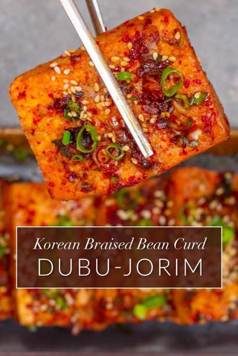 Korean Tofu Recipes, Braised Recipes, Braised Tofu Recipe, Korean Tofu, Braised Tofu, Korean Vegan, Recipe Korean, Mapo Tofu, Tofu Recipe