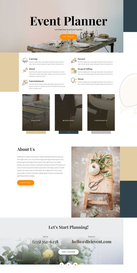 Event Planner Website Design, Event Website Design, Event Planner Website, Event Planning Brochure, Event Planers, Event Planning Portfolio, Planner Website, Event Planning Branding, Event Brochure