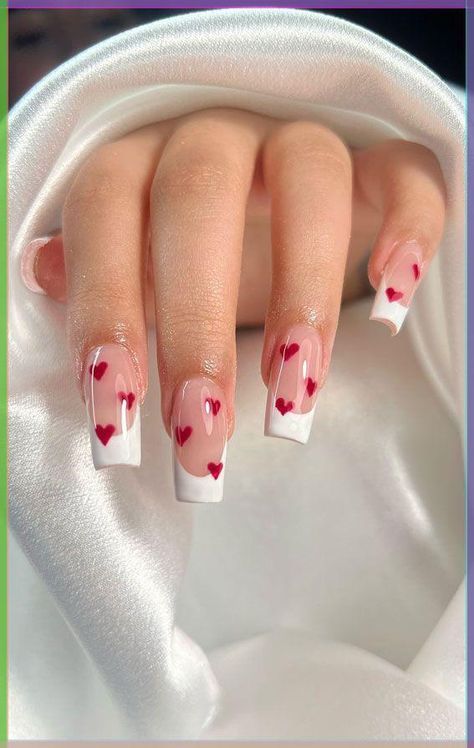 Valentines Day Nails Cupid, Letter Nails Designs, Valentine Themed Nails, Love Themed Nails, Cupid Nails Designs, Red And Pink Nails Valentines Day, Valentine’s Day Nails Red, Couples Manicure, Valentin Nails Designs Love