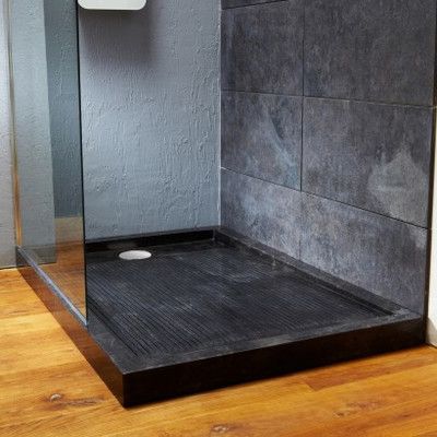 Tikamoon Rectangular 120 x 80cm Shower Tray in Black Black Shower Base, Cultured Marble Shower, Black Shower Tray, Stone Shower, Walk In Showers, Marble Showers, Shower Trays, Shower Bases, Marble Sinks