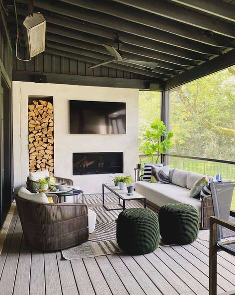 The Top 75 Covered Patio Ideas - Next Luxury Enclosed Patio Ideas, Patio Remodel, Covered Patio Design, Outdoor Covered Patio, Outdoor Fireplace Patio, Patio Deck Designs, Outdoor Patio Designs, Enclosed Patio, Backyard Remodel