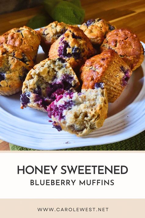 Blueberry Muffin recipe that will keep you wanting to bake more because the flavor is amazing.  No sugar doesn't mean you have to go without.  I've replaced it with honey to make these tasty and healthy blueberry muffins.