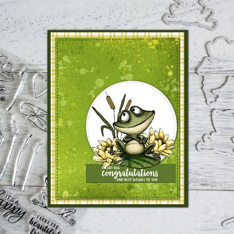 Stamps By Judith, Digital Stamps Free, Frog Card, Frog Cards, Silicone Stamps, Stamped Christmas Cards, Congratulations And Best Wishes, Tampons Transparents, Card Stamping