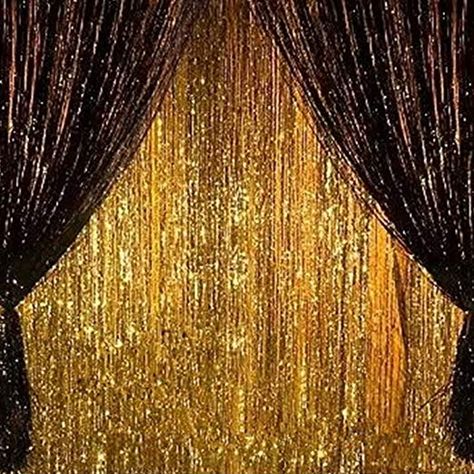 AmazonSmile: 2PCS 3' X 8' Gold and Black Metallic Tinsel Foil Fringe Curtain Halloween Party Decoration: Home Improvement Roaring 20s Party Decorations, Roaring 20s Birthday Party, 20s Party Decorations, Party Photo Booth Backdrop, Foil Fringe Curtain, Gatsby Birthday Party, Gatsby Birthday, Gatsby Party Decorations, Masquerade Party Decorations