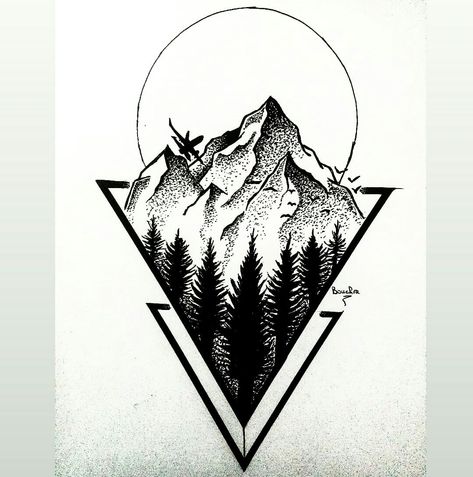 Triangle Mountain Tattoo Geometric Art, Triangle Mountain Tattoo, Triangle Mountain, Mountain Tattoo, Quick Sketch, Geometric Art, My Drawings, Triangle Tattoo, Tattoo Ideas