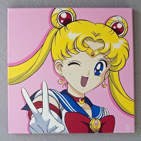 Newest listing on my Etsy 🌙 Link in the bio! . . Sailor Moon Acrylic Painting 12in x 12in . . . #acrylicpainting #acrylicpaint #acrylicart… Sailor Moon Painting, Moon Painting Ideas, Moon Acrylic Painting, Moon Acrylic, Anime Canvas Painting, Saylor Moon, Arte Sailor Moon, Sailor Moon Stars, Sailor Moon Usagi