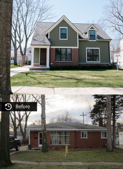 Exterior Renovation Before And After, Exterior Remodel Before And After, House Exterior Before And After, Ranch House Remodel, Exterior House Renovation, Architecture Renovation, House Before And After, House Makeovers, Exterior House Remodel